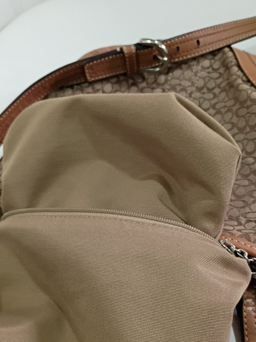 Coach Vintage Brown Signature Canvas Crossbody with Leather Trim Y2K - Picture 10 of 11